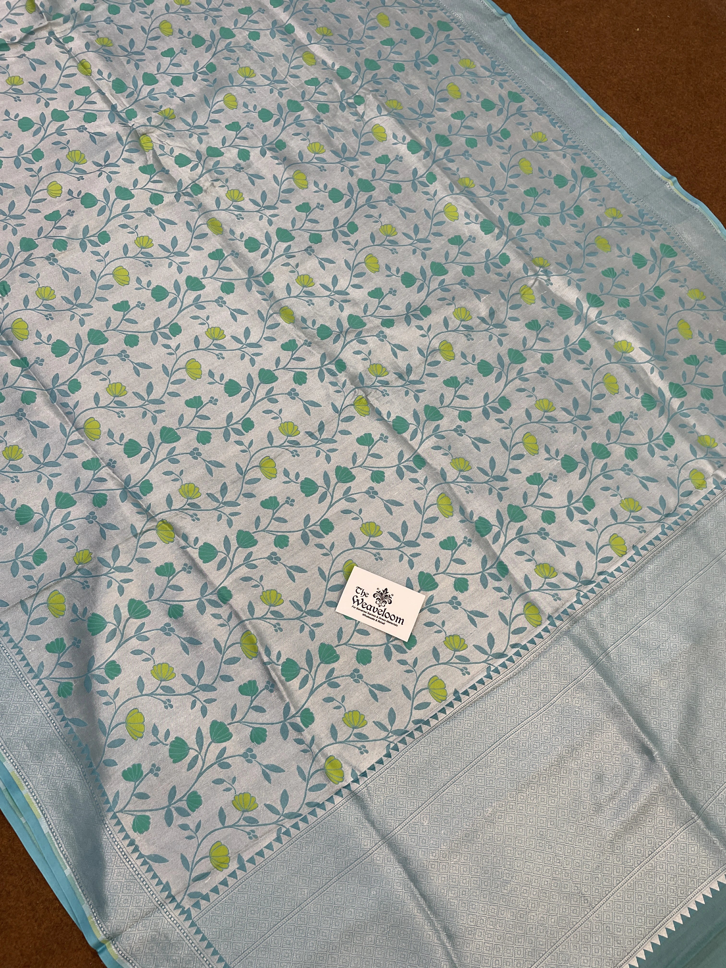 Sea Green Tussar Georgette Meenakari Banarasi Saree by The Weaveloom
