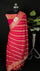 Strawberry Crepe Georgette Pure Banarasi Saree With Handbrush Dyed Floral Zari Border Pallu - The Weaveloom