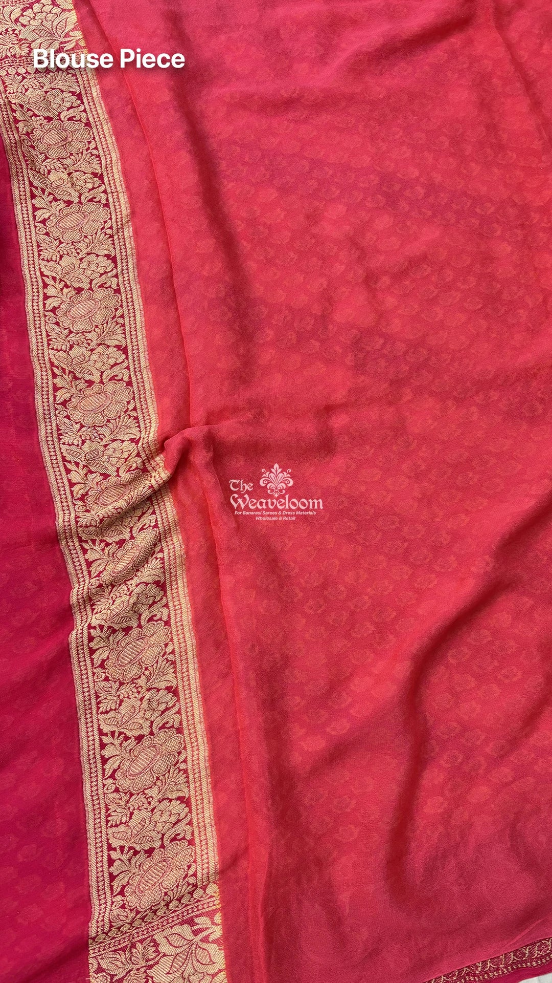 Strawberry Multicolor Rangkat Buti Crepe Georgette Pure Banarasi Saree by The Weaveloom