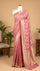 Strawberry Pink Khaddi Georgette Pure Banarasi Saree With Water Zari Floral Buta by The Weaveloom