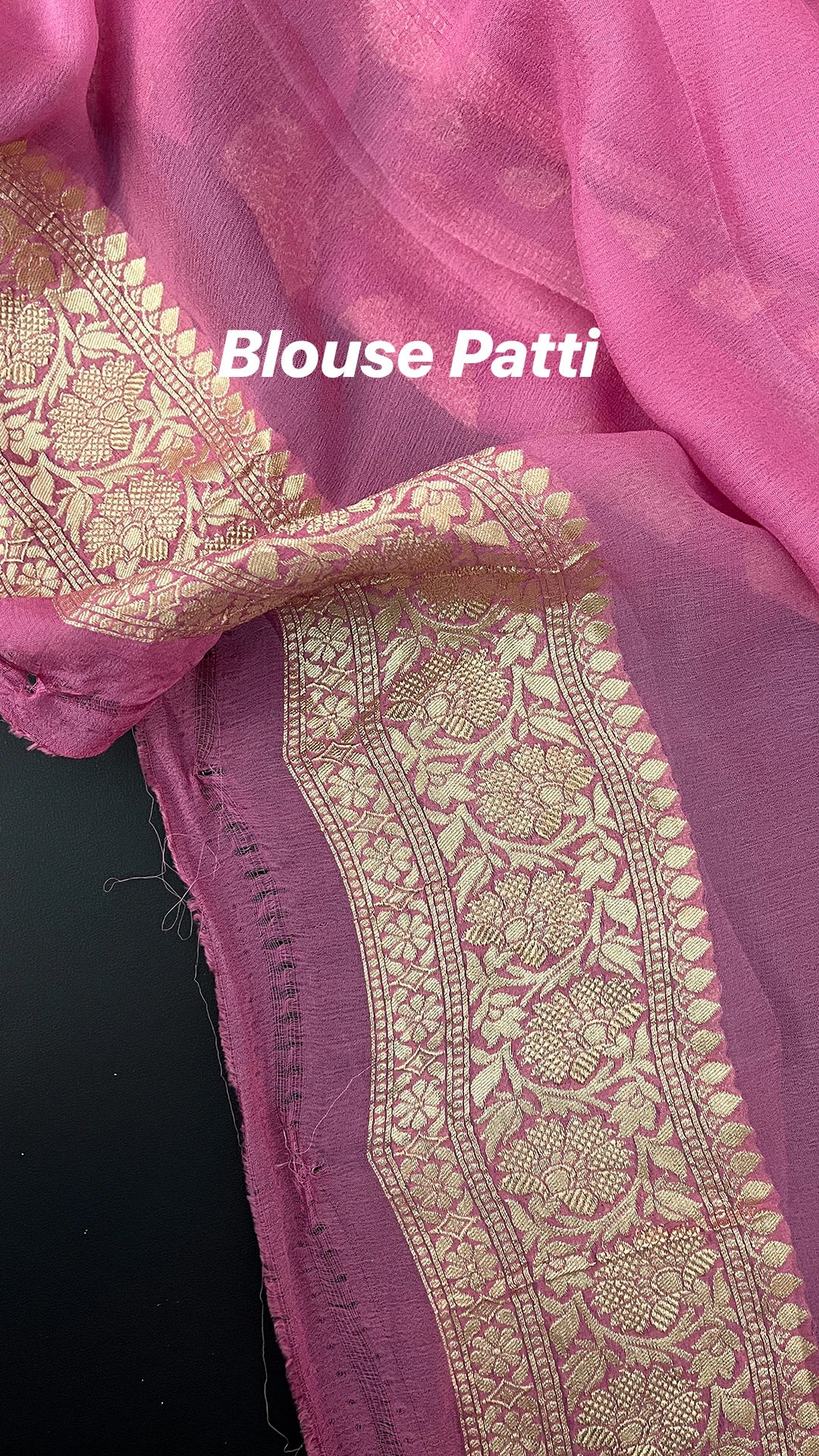 Strawberry Pink Khaddi Georgette Pure Banarasi Saree With Water Zari Floral Buta by The Weaveloom