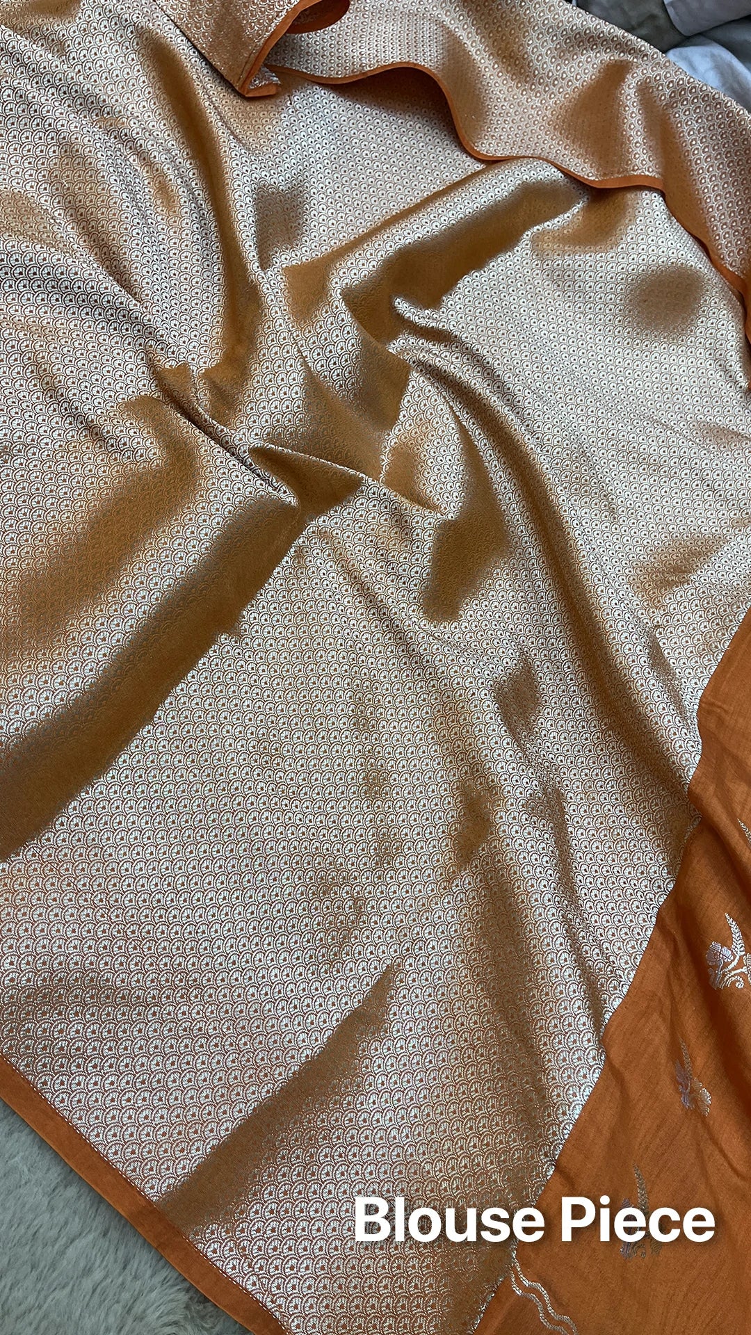 The Weaveloom Fanta Orange Chiniya Silk Pure Banarasi Saree With Golden Zari Paisley Weaving