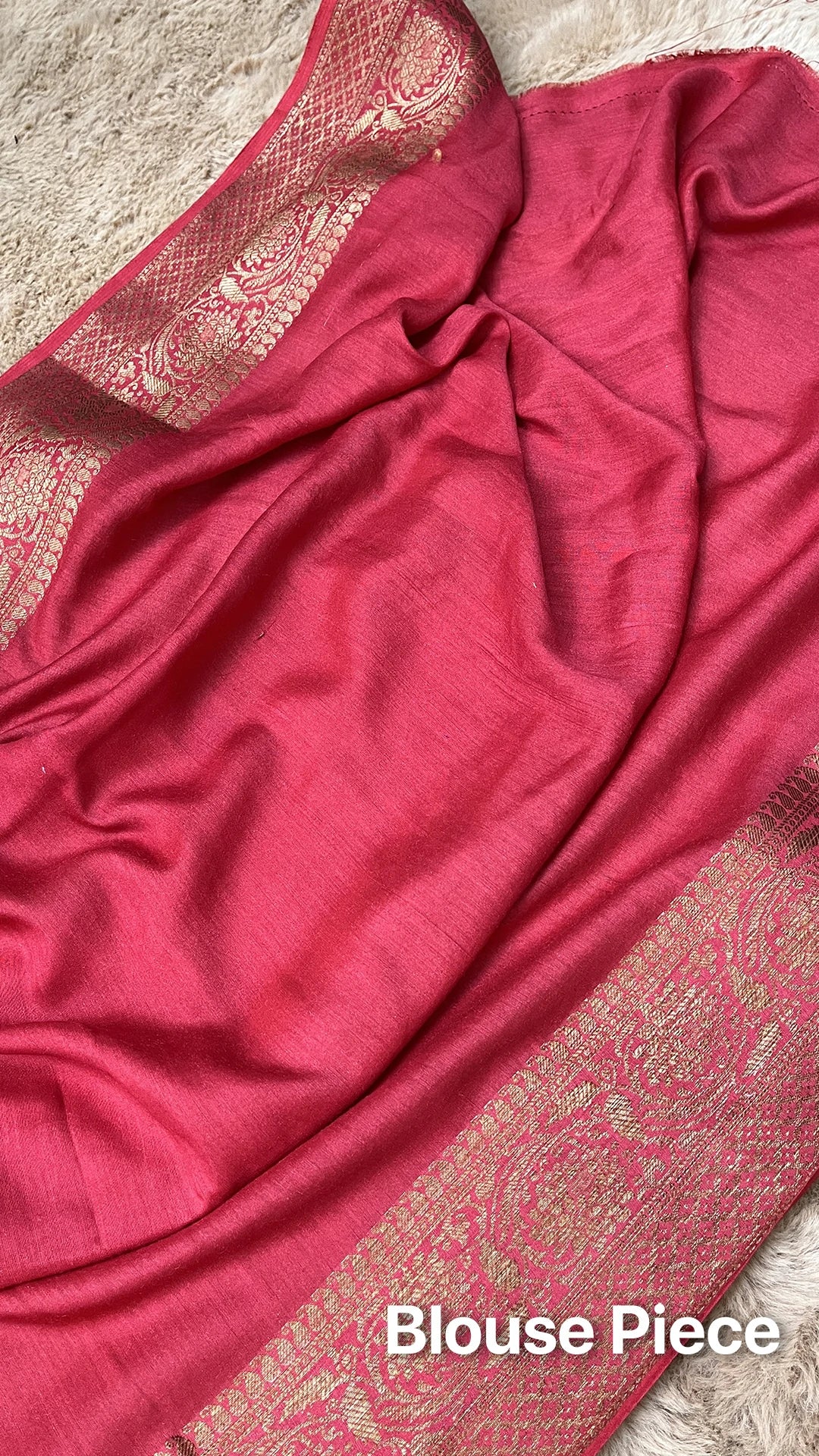 The Weaveloom Gajri Munga Silk Pure Banarasi Saree with Meenakari Single Flower Buti and Antique Zari