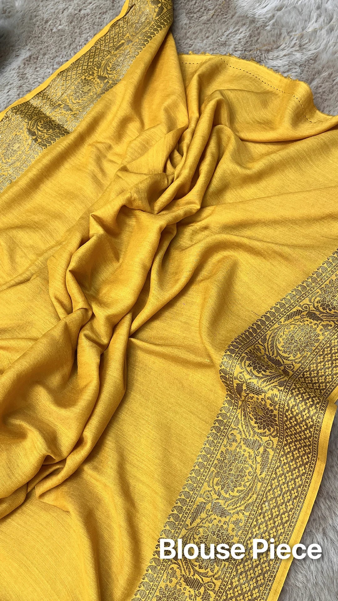 The Weaveloom Gold Floral Meenakari Munga Silk Pure Banarasi Saree with Antique Zari Border