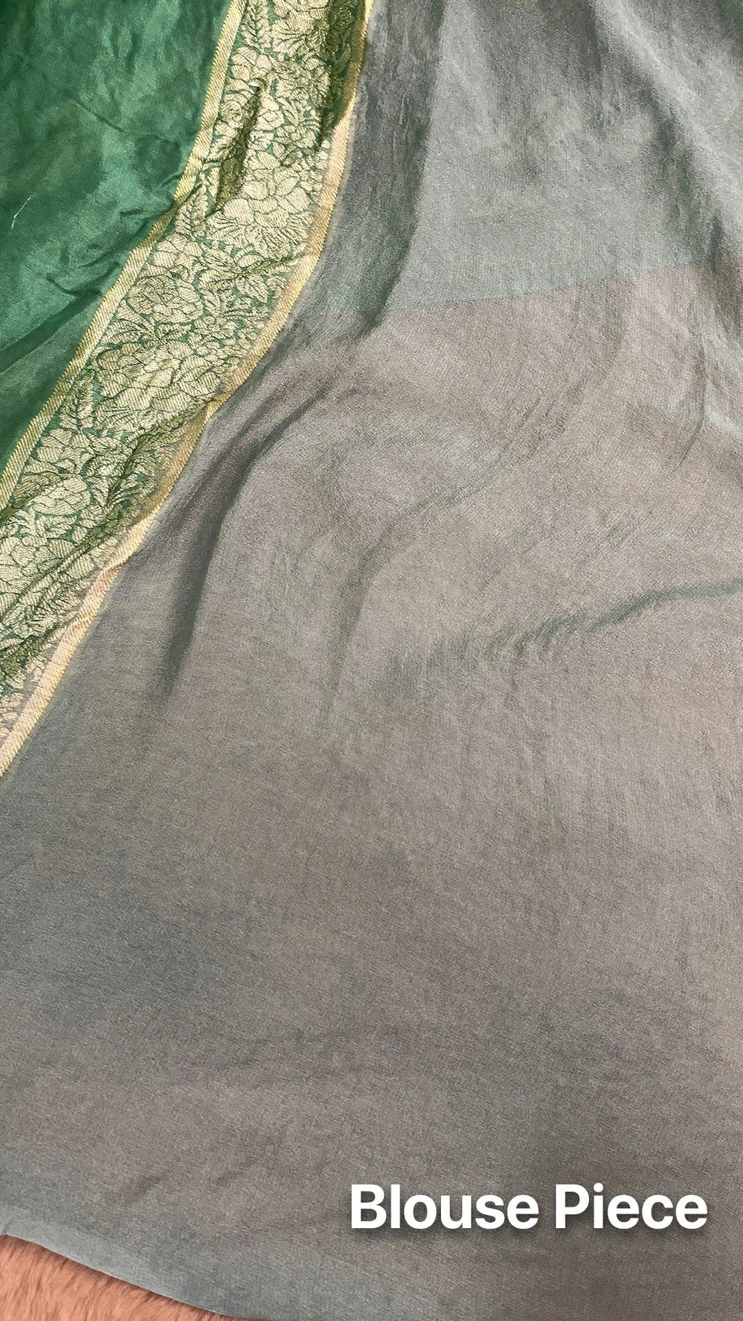 The Weaveloom Green Multicolor Rangkat Crepe Georgette Pure Banarasi Saree With Golden Zari
