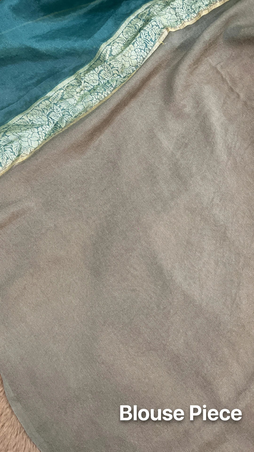The Weaveloom Grey Rangkat Multicolor Pure Crepe Georgette Banarasi Saree with Golden Zari Border and Floral Pallu