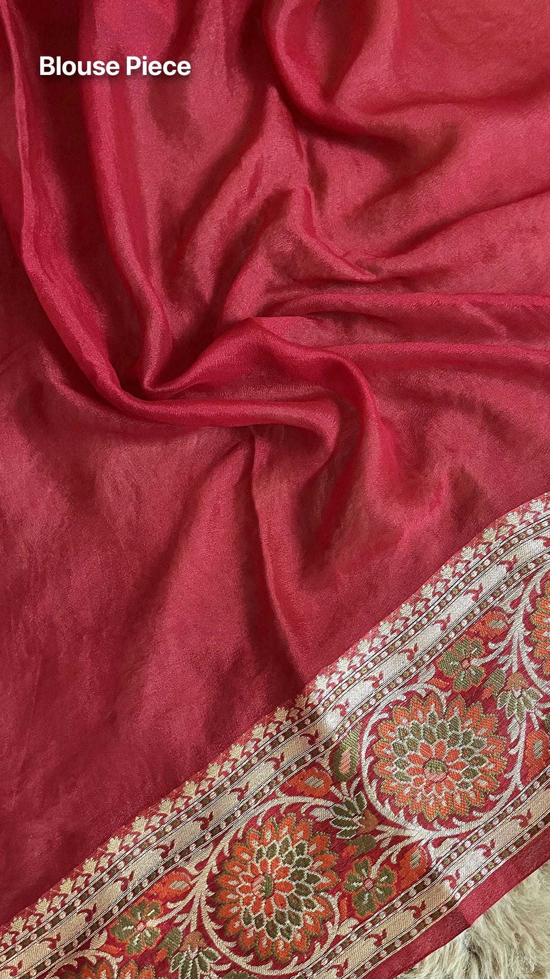 The Weaveloom Maroon Floral Meenakari Khaddi Chiffon Pure Banarasi Saree with Traditional Border and Grand Pallu