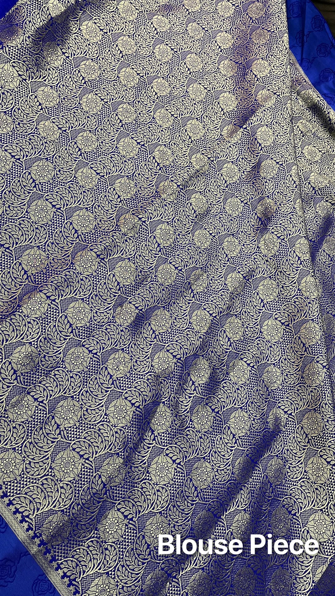 The Weaveloom Royal Blue Silver Brocade Floral Chiniya Silk Pure Banarasi Saree
