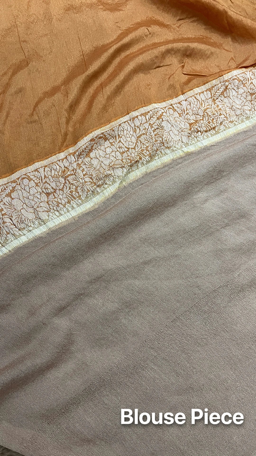 The Weaveloom Tussar Rangkat Crepe Georgette Multicolor Pure Banarasi Saree Peach Gold Pink Golden Zari Weave