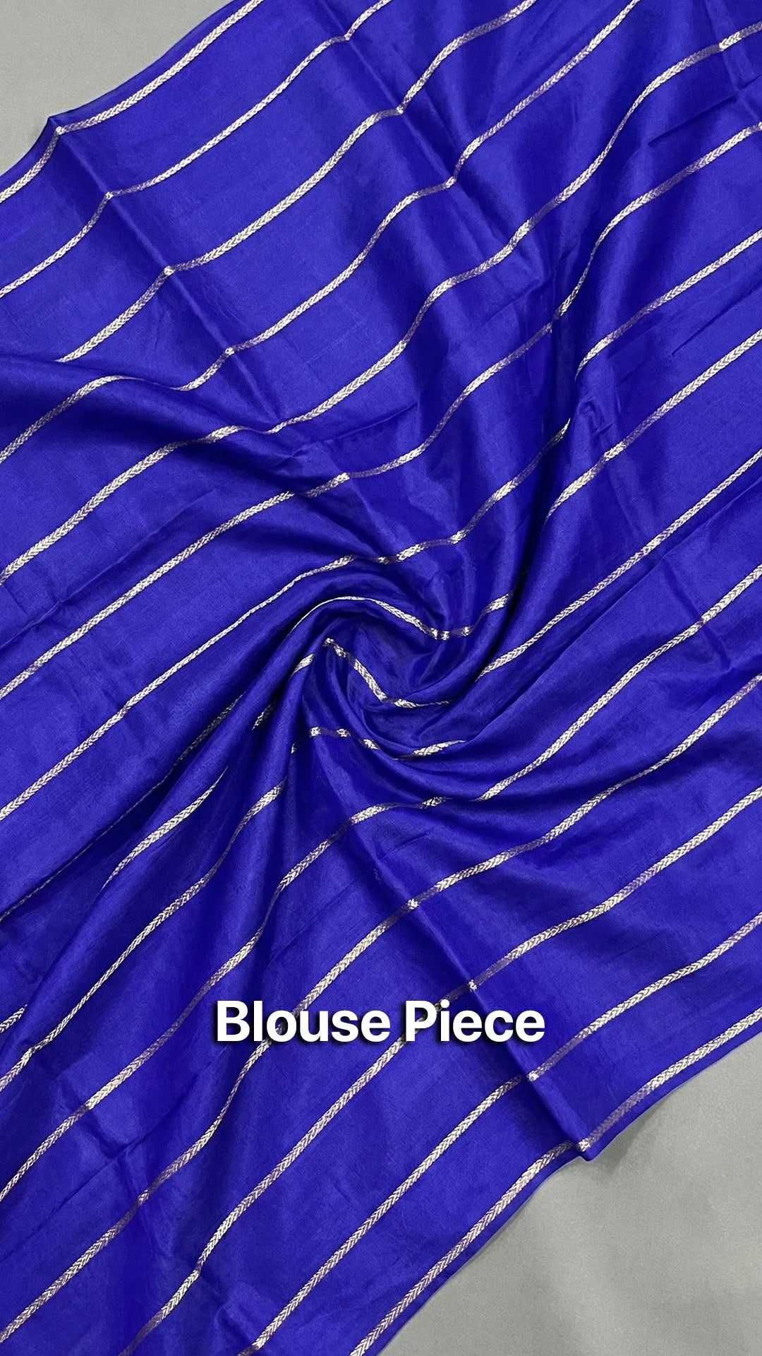 The Weaveloom Royal Blue Sona Rupa Zari Stripes Kora Silk Pure Handloom Banarasi Saree With Rich Border