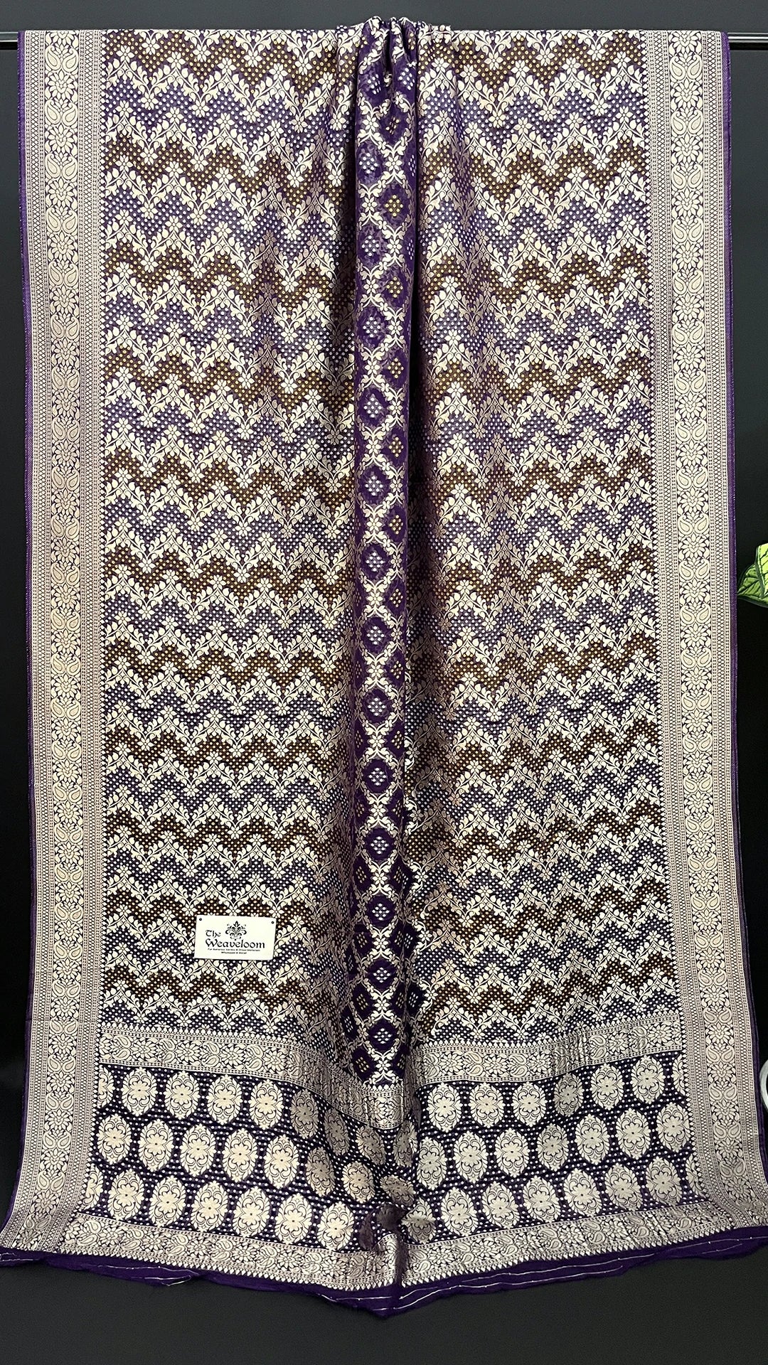 Violet Bandhej Meenakari Viscose Georgette Pure Banarasi Saree - The Weaveloom - running blouse included