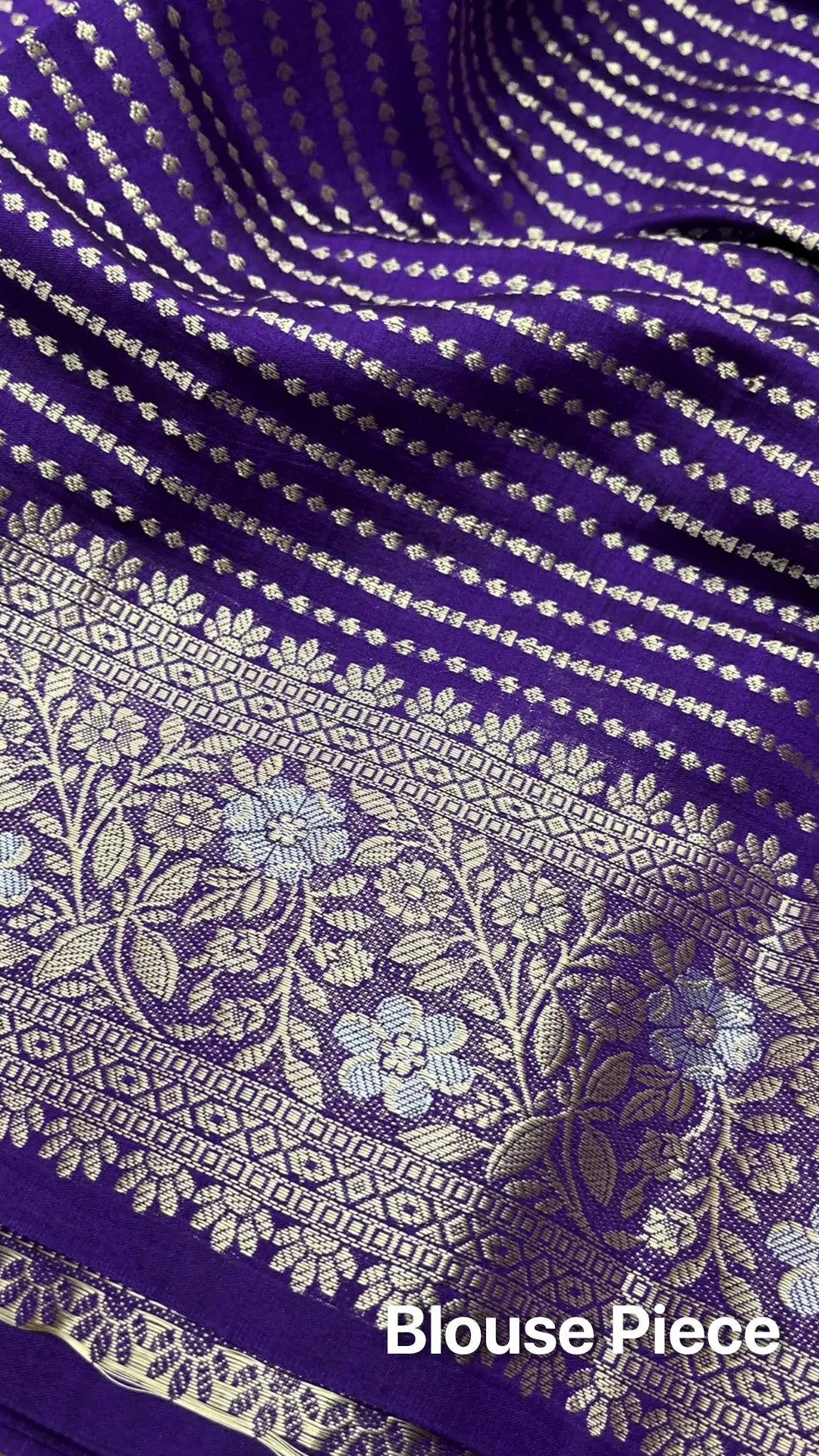 The Weaveloom violet chiniya silk pure banarasi saree with sona rupa zari floral buti and rich border