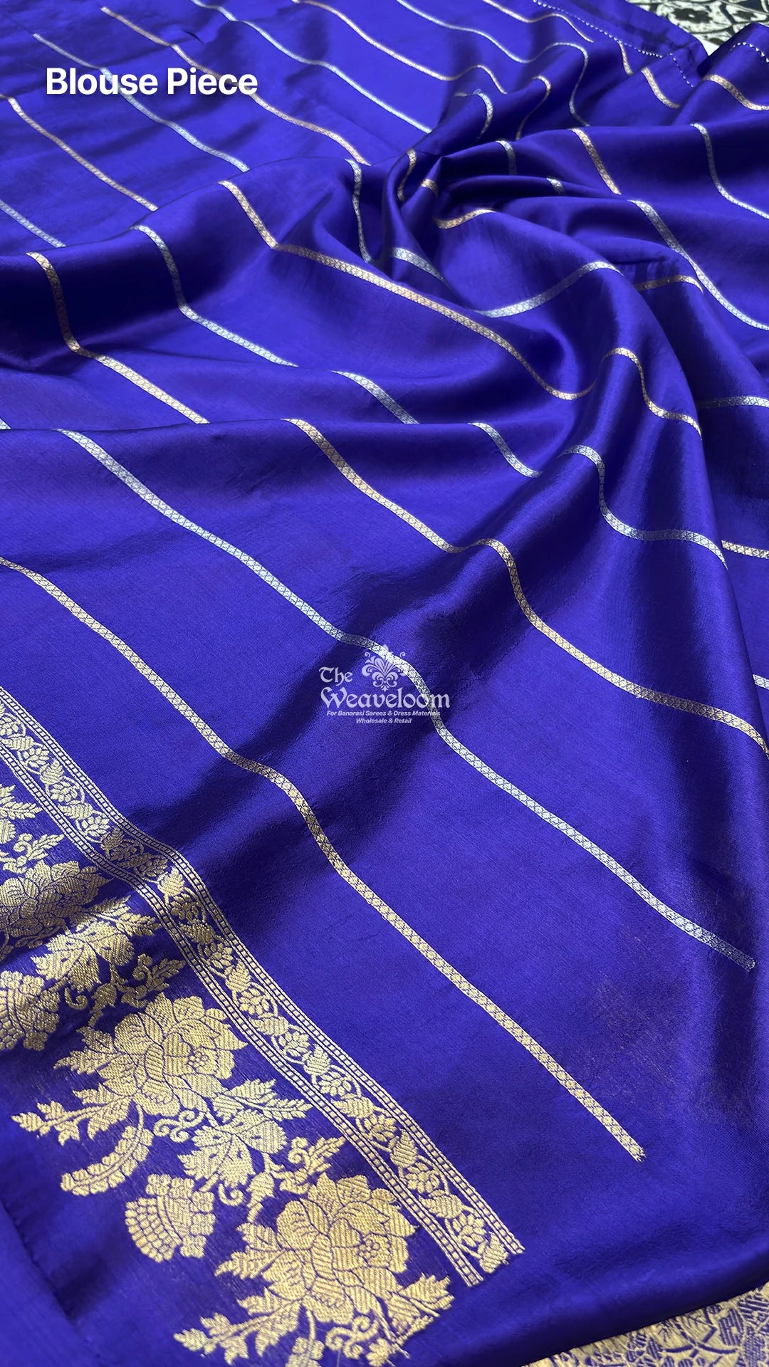 Violet Floral Booti Mango Silk Pure Banarasi Saree by The Weaveloom