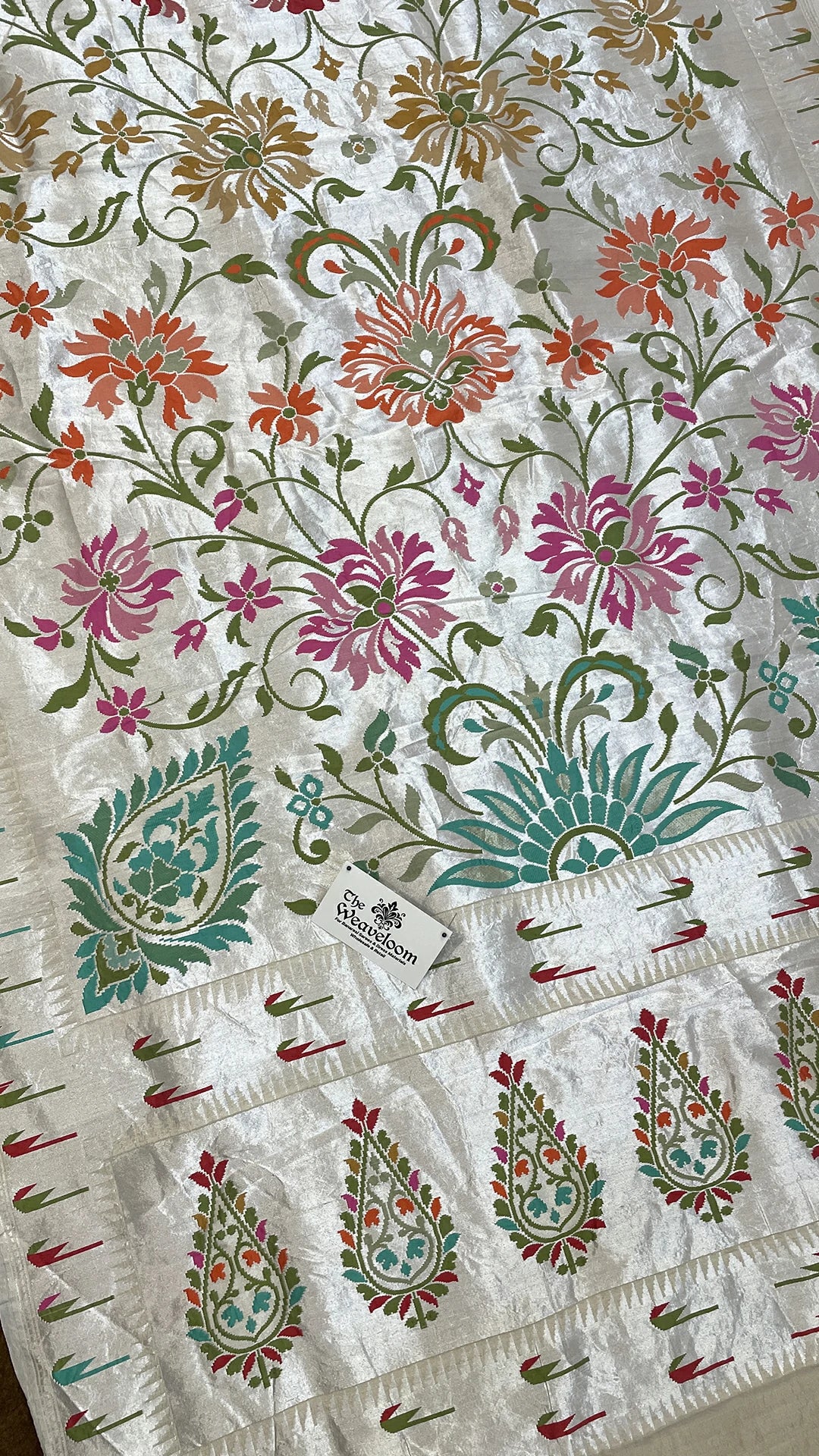 White Natural Tussar Color Pure Tussar Georgette Banarasi Saree With Meenakari Work The Weaveloom