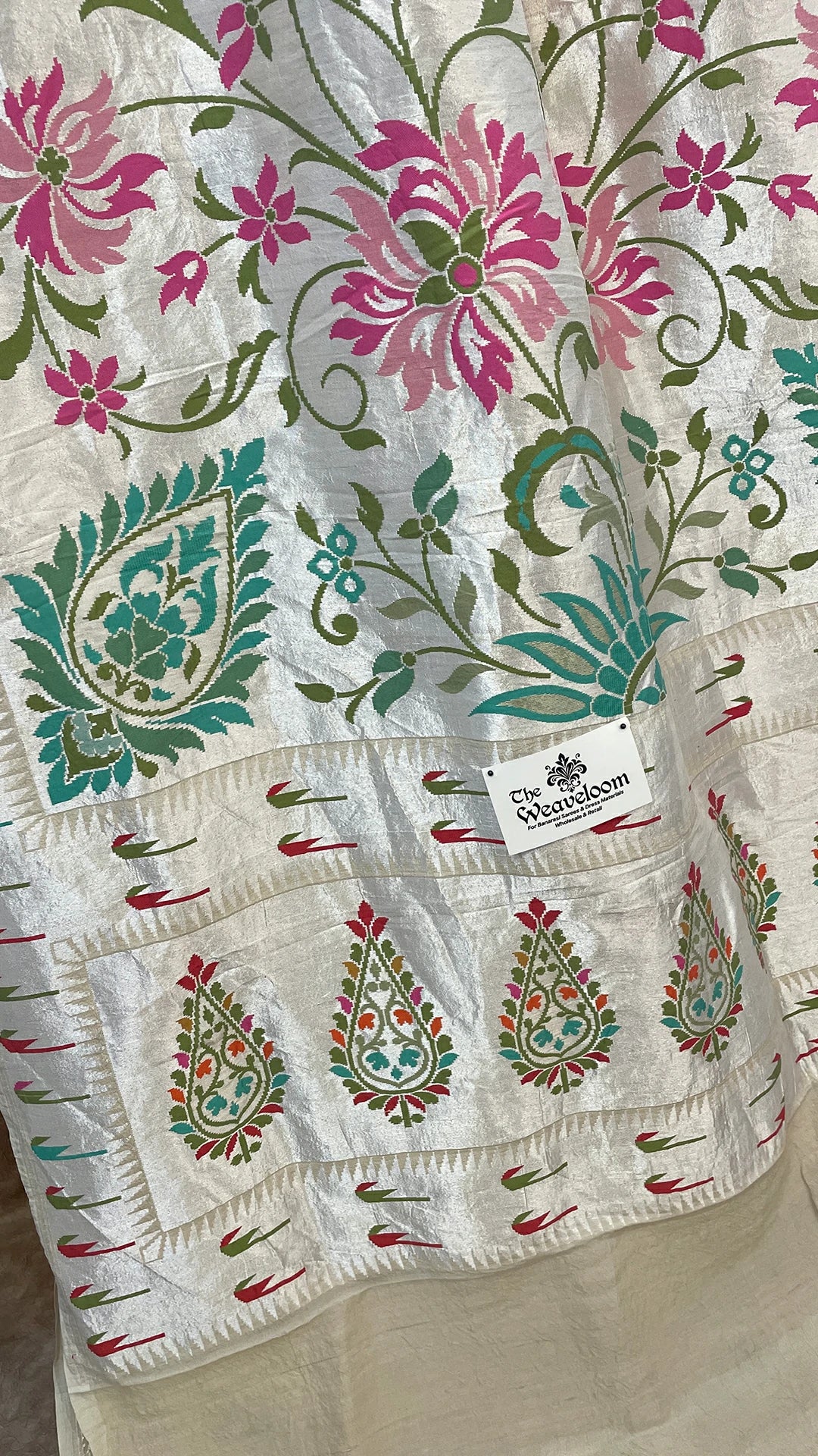White Natural Tussar Color Pure Tussar Georgette Banarasi Saree With Meenakari Work The Weaveloom