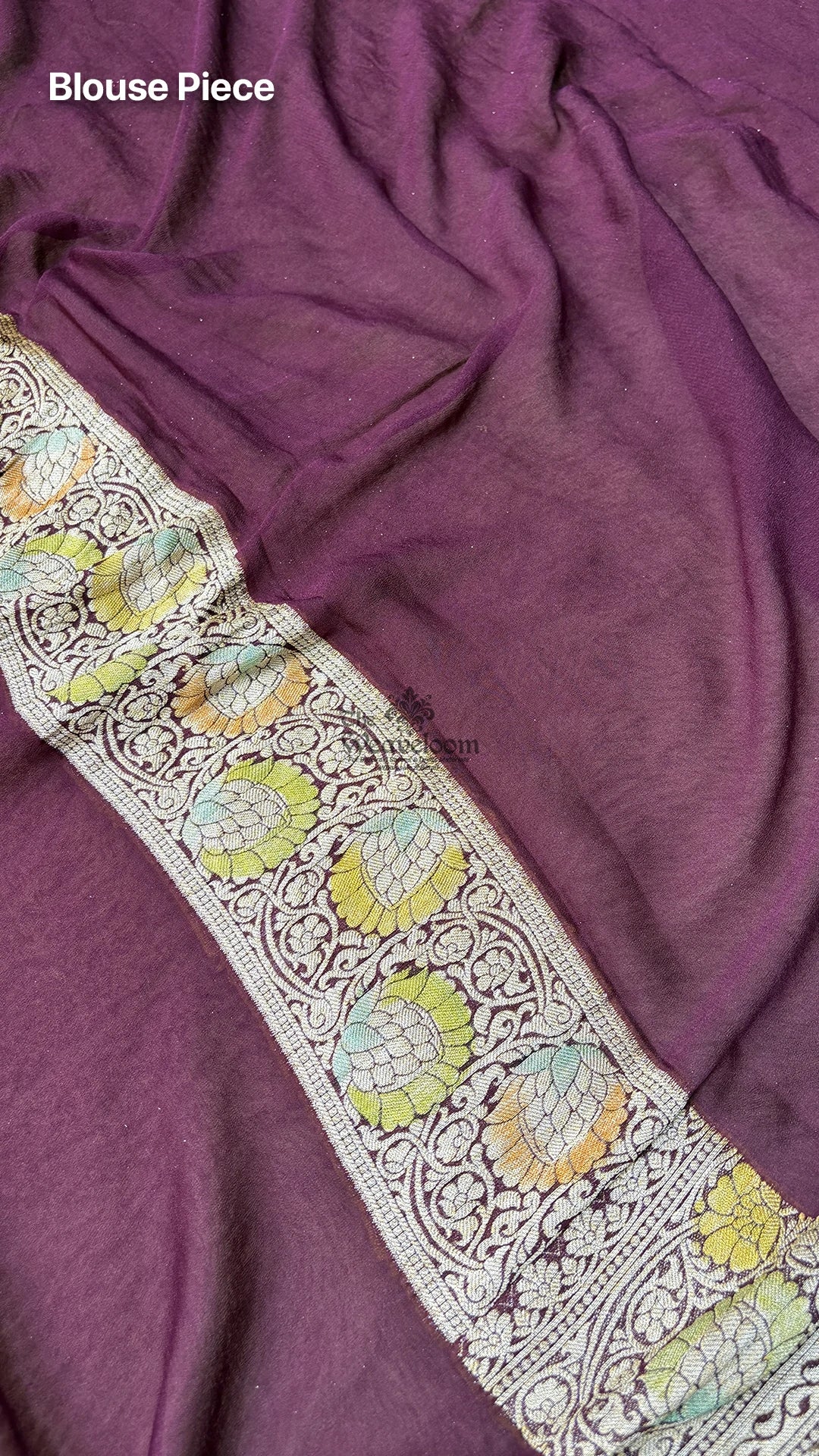 Wine Butta Motif Pure Crepe Georgette Banarasi Saree by The Weaveloom