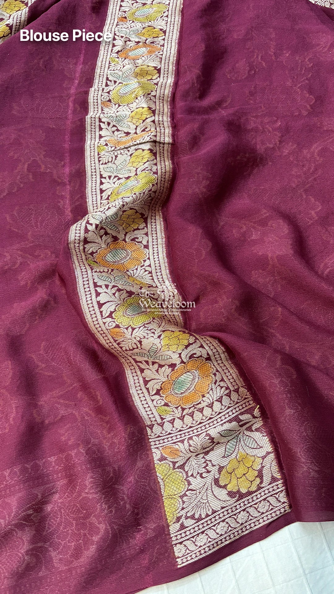 Wine Multicolour Jaal Work Crepe Georgette Pure Banarasi Saree by The Weaveloom