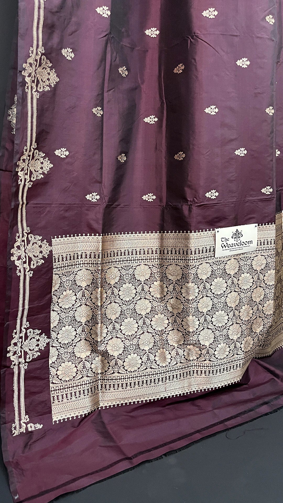 Pure Katan Silk Handwoven (Kadwa) Banarasi Saree with Gold Zari Floral Border - The Weaveloom