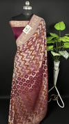Wine Pure Viscose Georgette Banarasi Saree with Bandhej Meenakari & Zari Floral Border by The Weaveloom