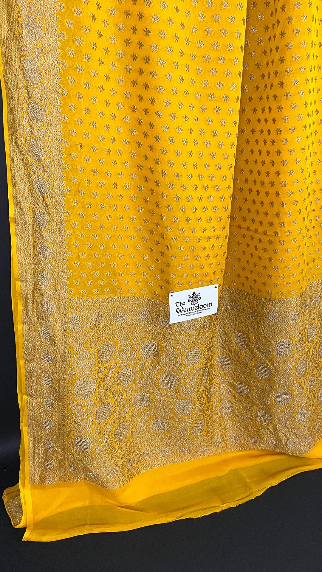 Yellow Khaddi Georgette Antique Zari Pure Banarasi Saree by The Weaveloom