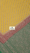 Yellow Khaddi Georgette Pure Banarasi Saree with Antique Zari by The Weaveloom