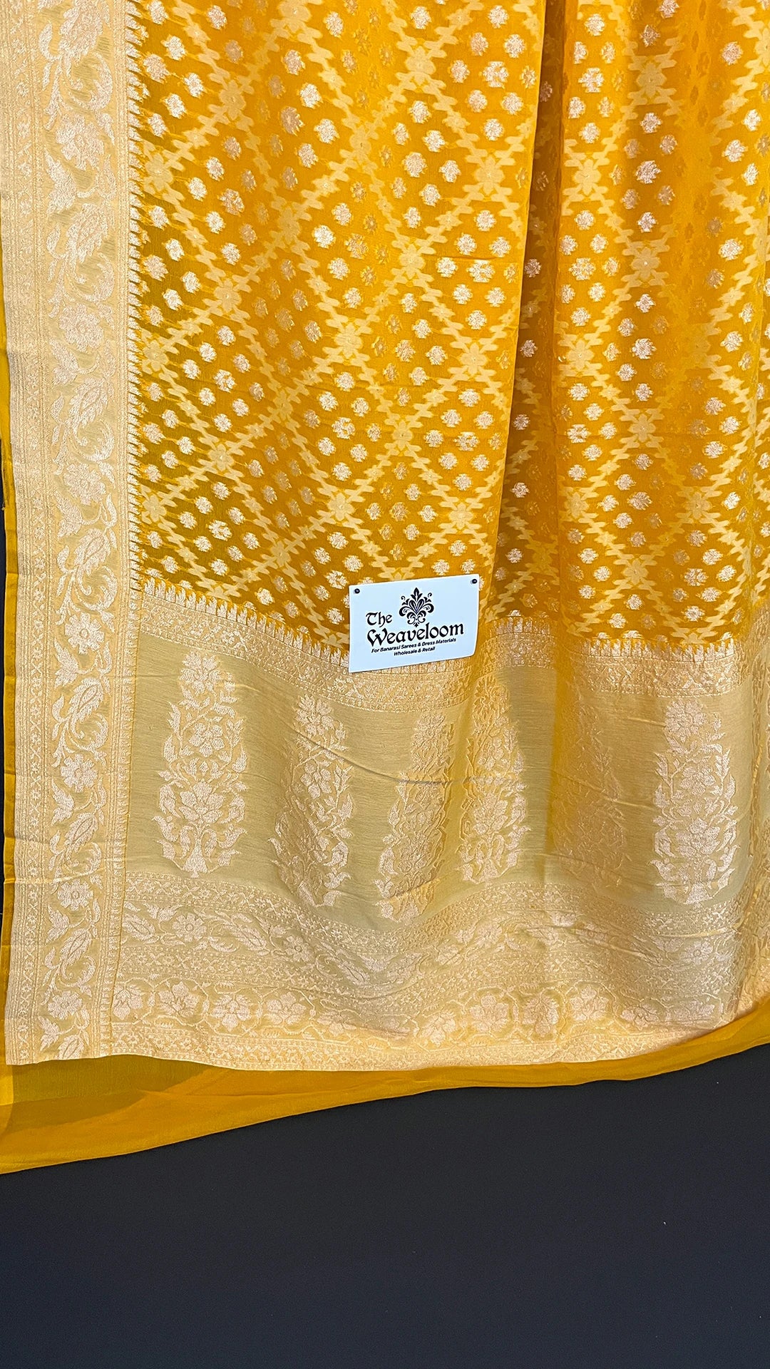 Yellow Khaddi Georgette Pure Banarasi Saree with Meenakari The Weaveloom