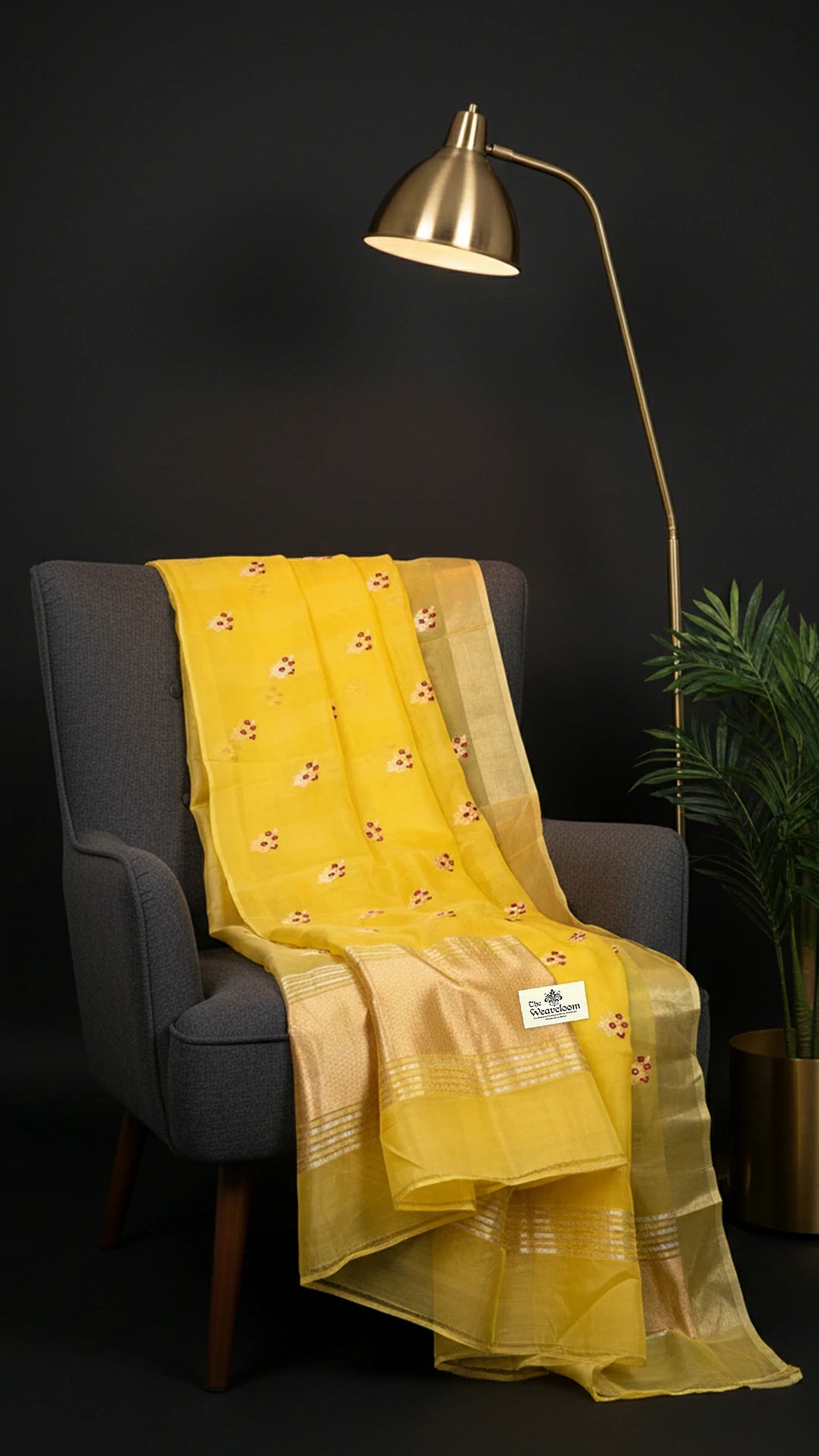 Yellow Kora (Organza) Silk Pure Banarasi Saree with Meenakari Kadwa Weave - The Weaveloom