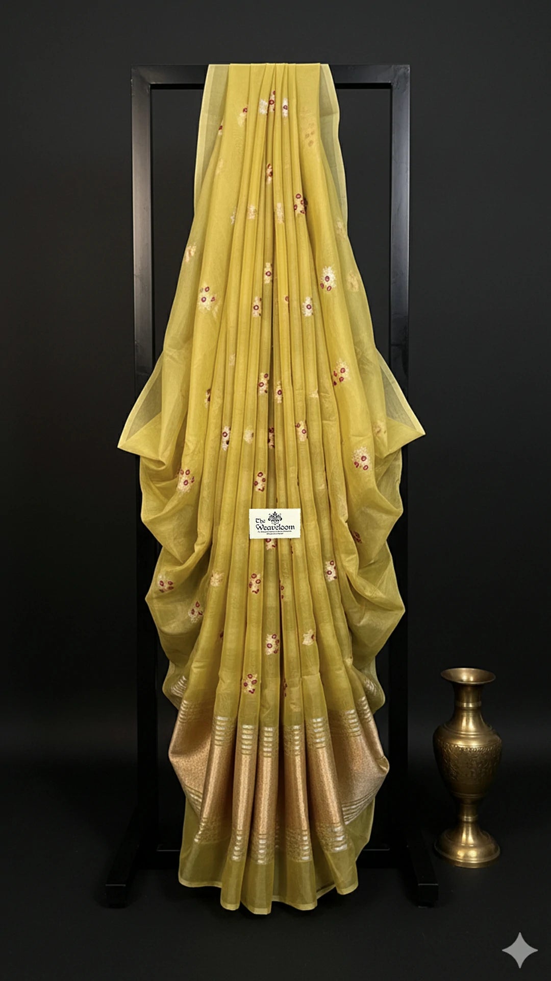 Yellow Kora (Organza) Silk Pure Banarasi Saree with Meenakari Kadwa Weave - The Weaveloom