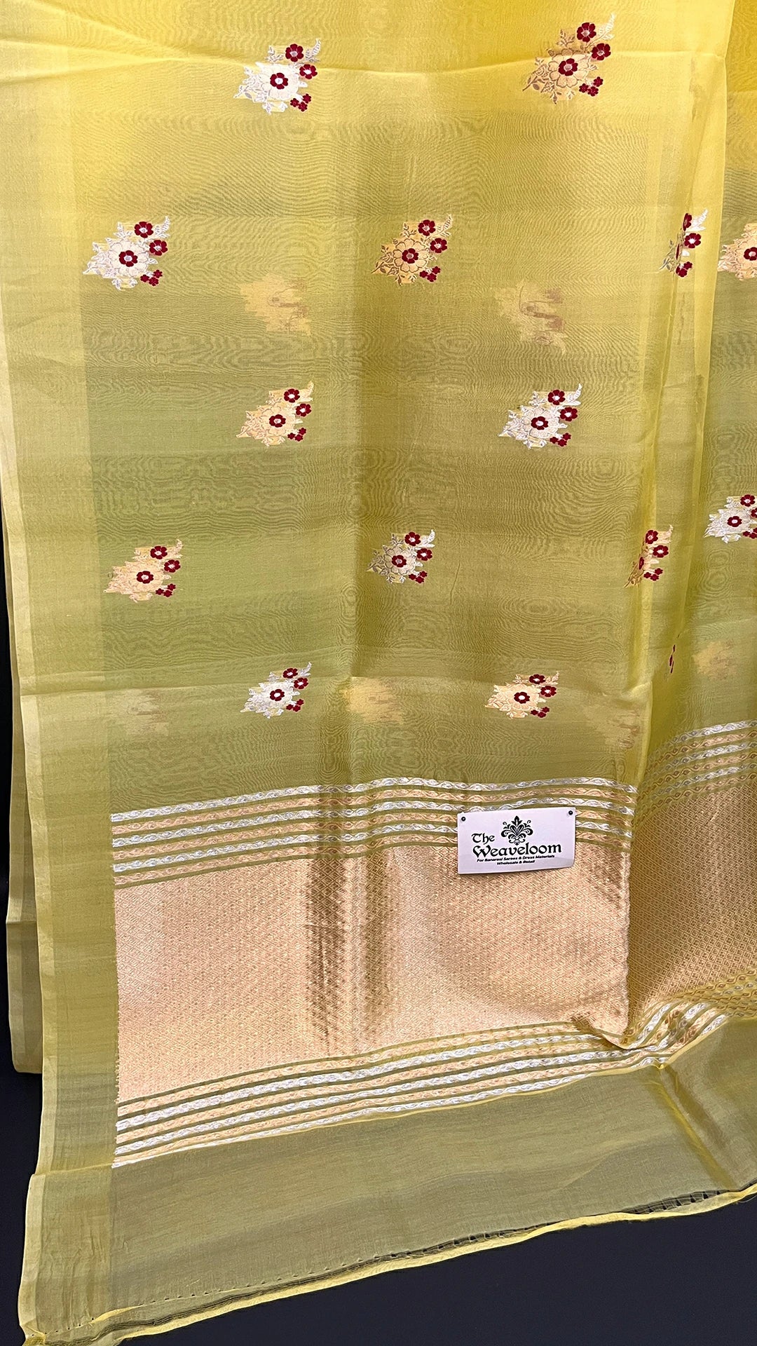Yellow Kora (Organza) Silk Pure Banarasi Saree with Meenakari Kadwa Weave - The Weaveloom