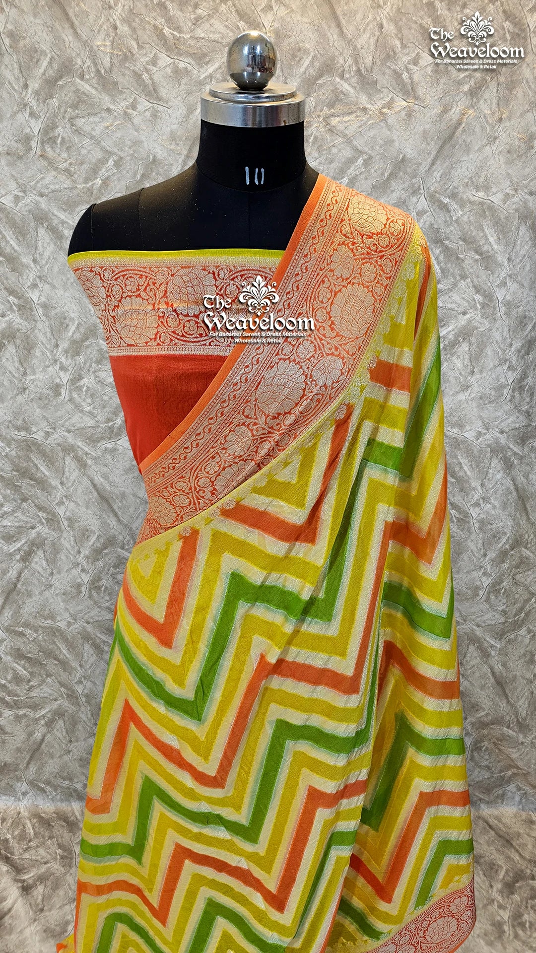 Yellow Rangkat Multicolor Khaddi Chiffon Banarasi Saree by The Weaveloom